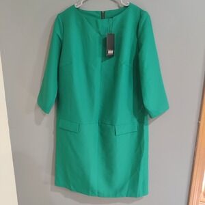 Maurini Women's Size XXL Solid Green Casual Dress New